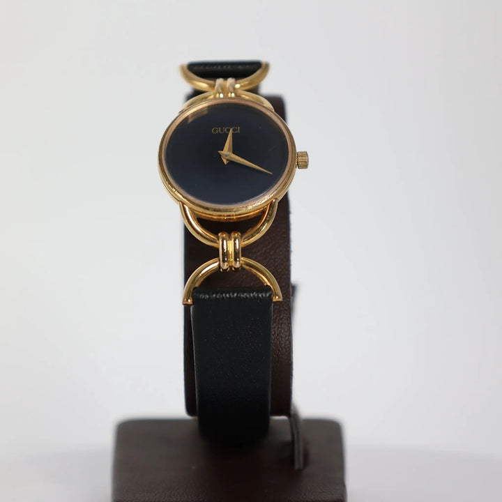 Gucci Vintage 6000L Gold Plated Black Watch by Annie McConnell's Renewed Elegance