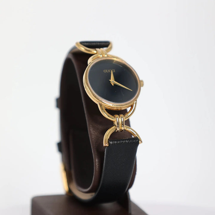 Gucci Vintage 6000L Gold Plated Black Watch by Annie McConnell's Renewed Elegance