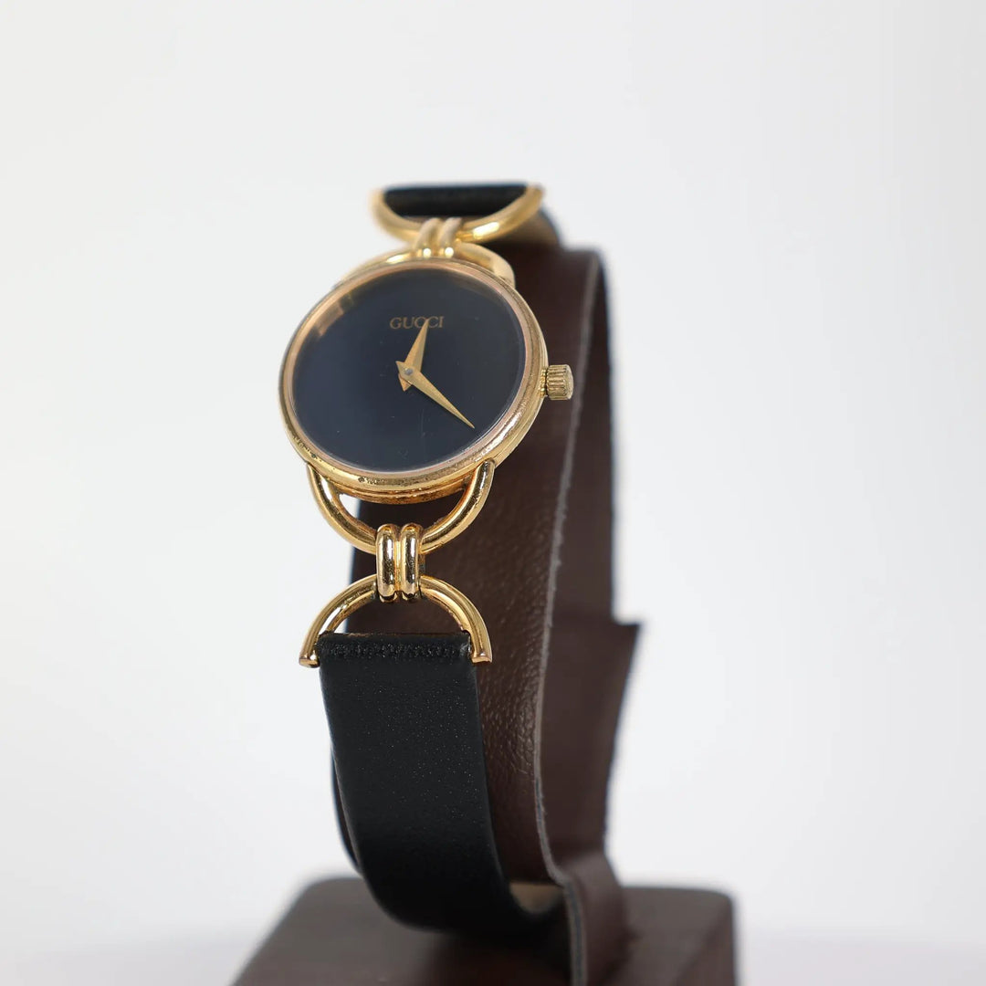 Gucci Vintage 6000L Gold Plated Black Watch by Annie McConnell's Renewed Elegance