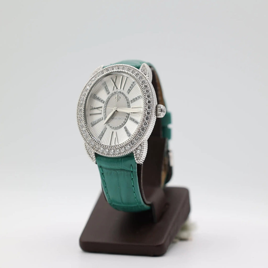Judith Ripka London Cubic Zirconia Stainless Steel and Green Watch by Annie McConnell's Renewed Elegance