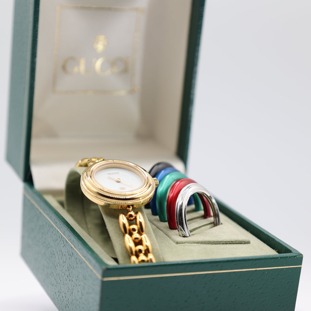 Gucci Swiss Quartz Bracelet Watch with (6) Interchangeable Bezels