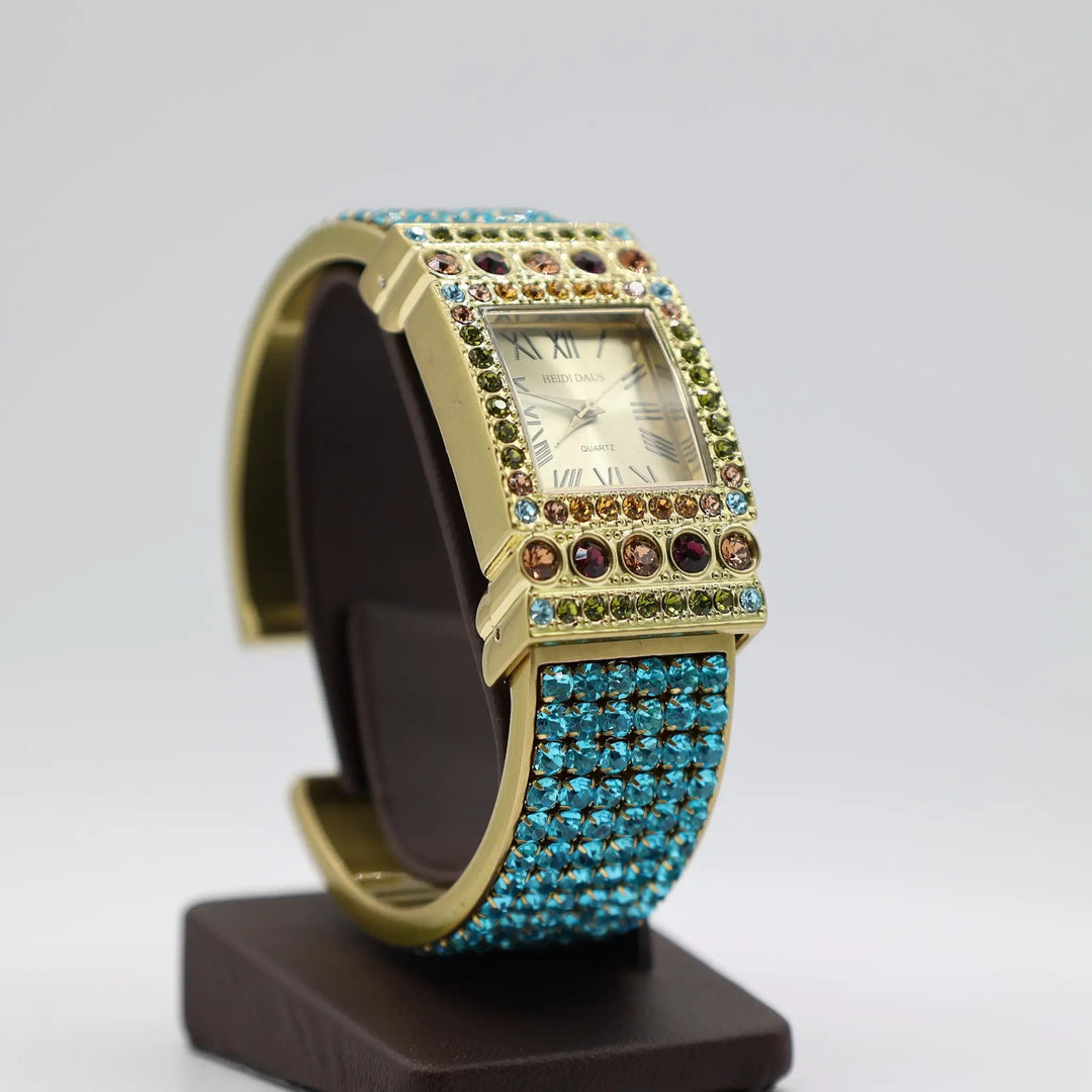 Heidi Daus Divinely Deco Blue And Multicolored Crystal Cuff Watch by Annie McConnell's Renewed Elegance