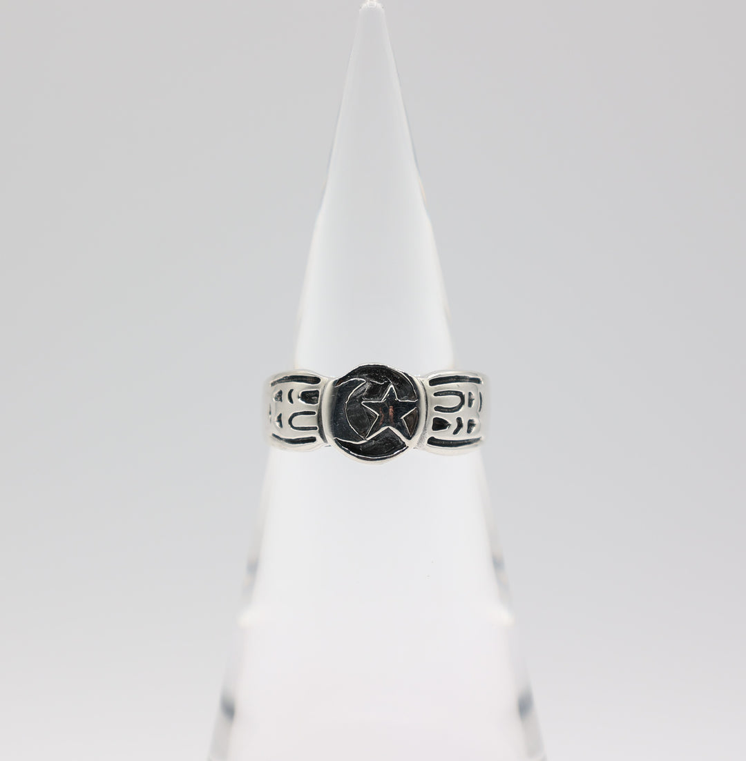 925 Sterling Silver Moon & Star Ring 13