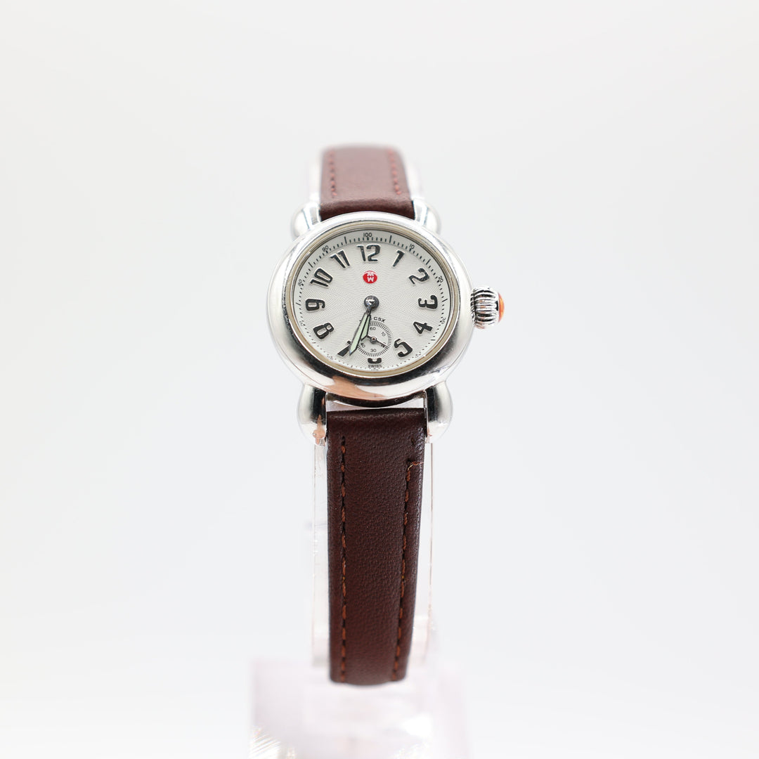 Michele Mini CSX Stainless Steel Swiss Brown Genuine Leather Watch