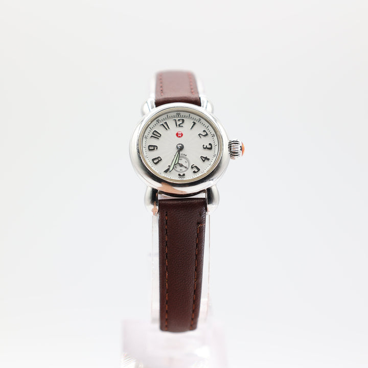 Michele Mini CSX Stainless Steel Swiss Brown Genuine Leather Watch