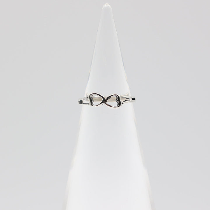 925 Sterling Silver Two Heart Ring 3.5