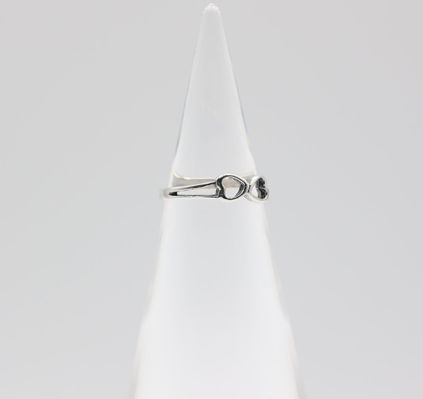 925 Sterling Silver Two Heart Ring 4