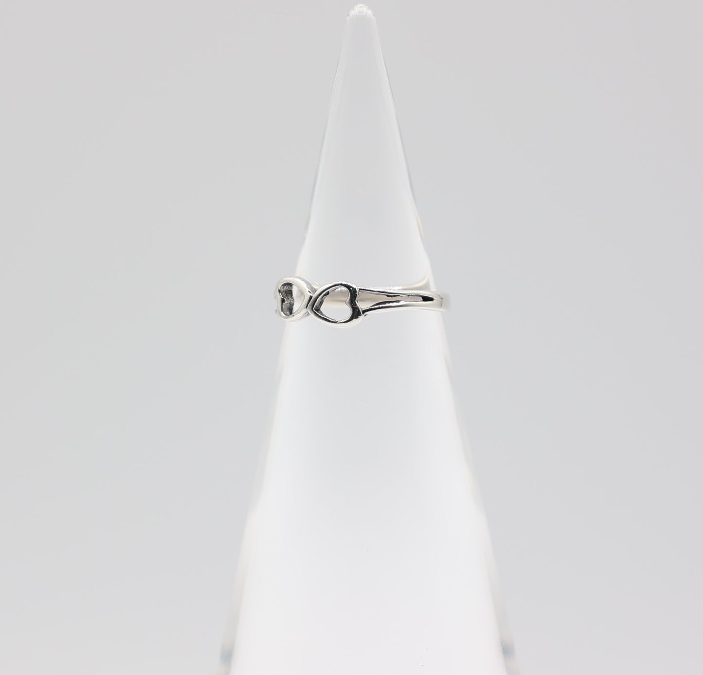 925 Sterling Silver Two Heart Ring 4