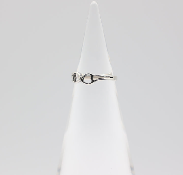 925 Sterling Silver Two Heart Ring 3.5