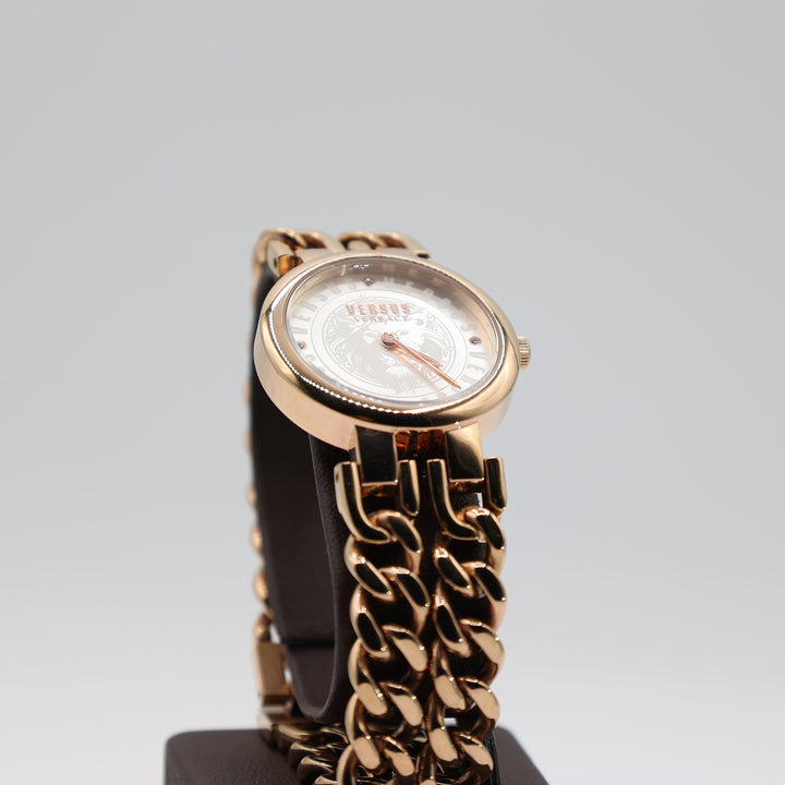 Versus Versace Berlin Rose Gold Tone Stainless Steel Chain Link Bracelet Watch