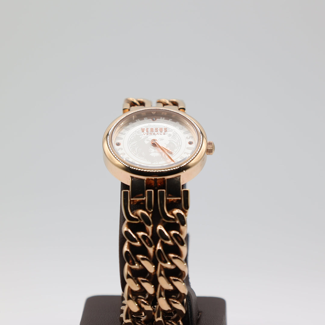 Versus Versace Berlin Rose Gold Tone Stainless Steel Chain Link Bracelet Watch