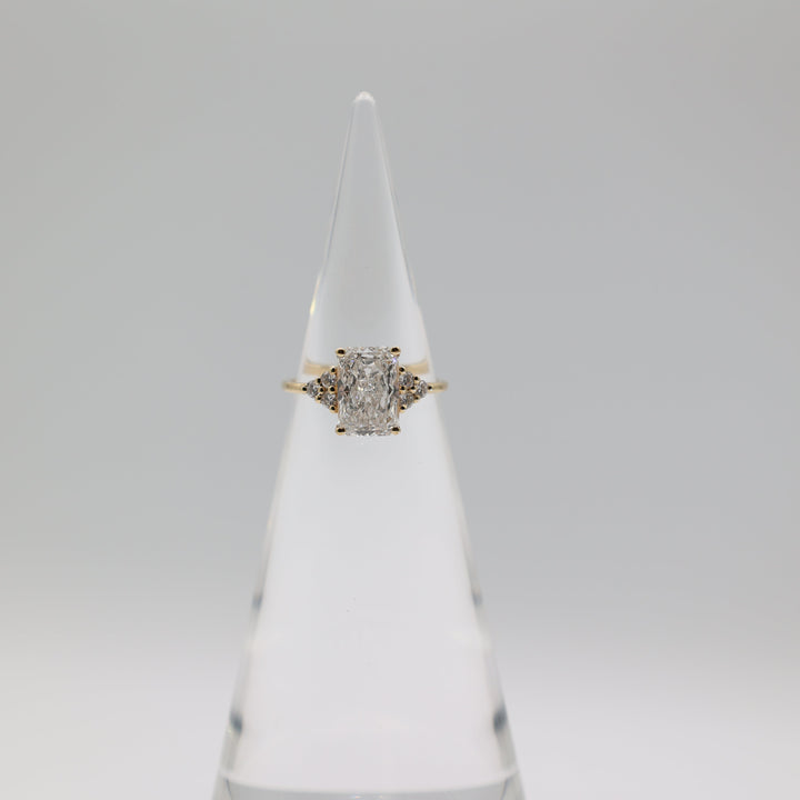 18k Yellow Gold 3ct Emerald Cut Diamond And Accented Ring Size 7.75 by Annie McConnell's Renewed Elegance