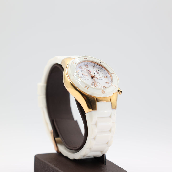 Michele Jelly Bean White Silicone Band With Gold Watch