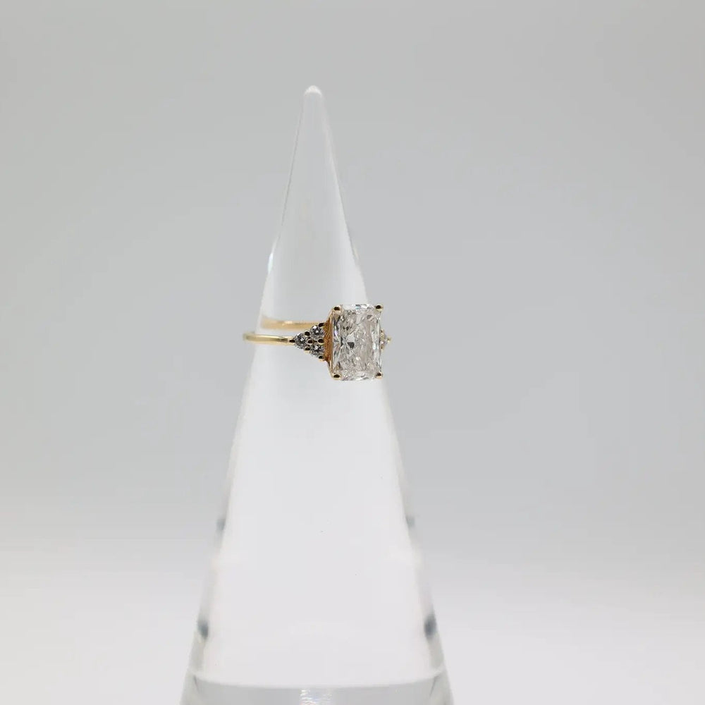 18k Yellow Gold 3ct Emerald Cut Diamond And Accented Ring Size 7.75 by Annie McConnell's Renewed Elegance