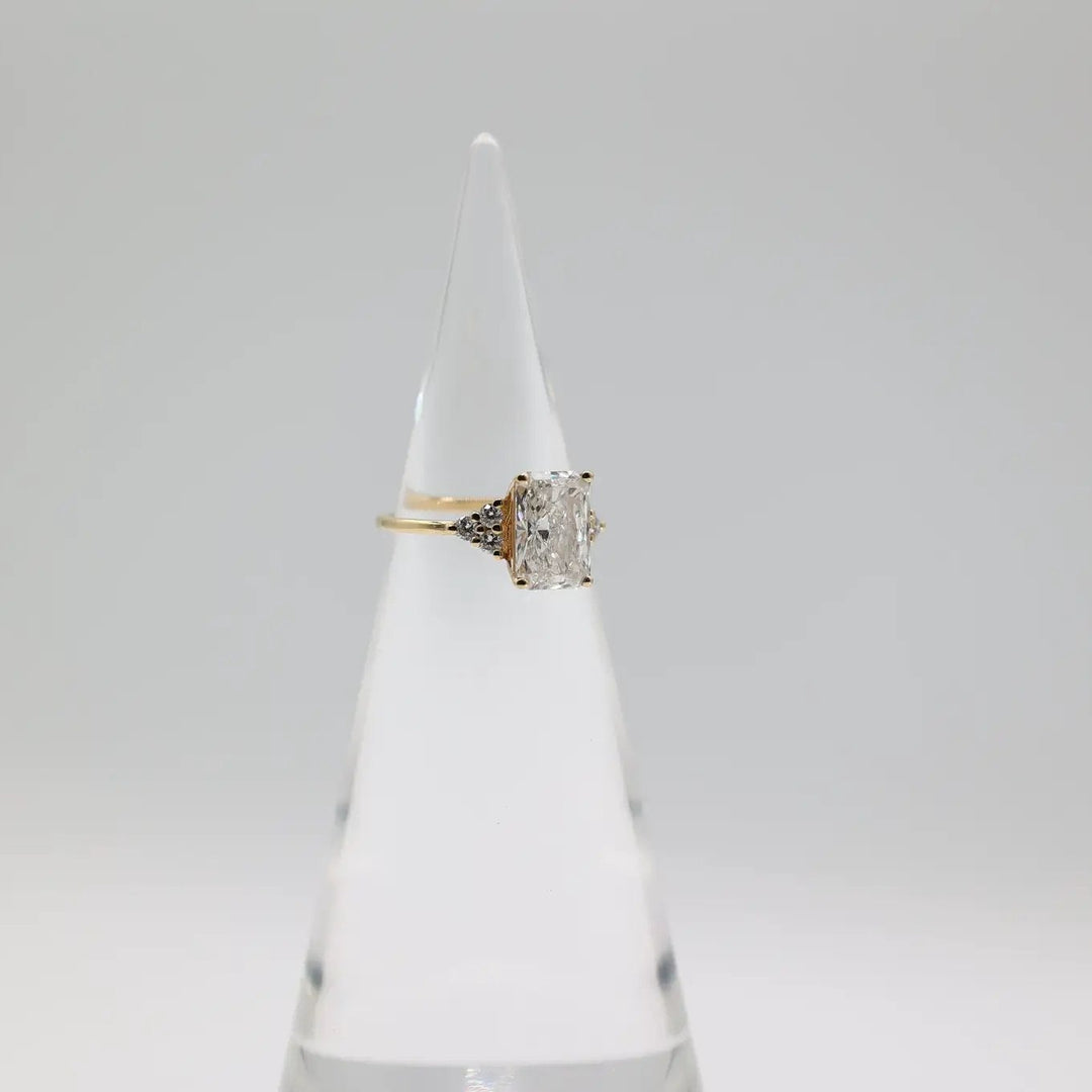 18k Yellow Gold 3ct Emerald Cut Diamond And Accented Ring Size 7.75 by Annie McConnell's Renewed Elegance