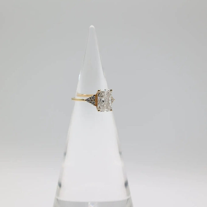 18k Yellow Gold 3ct Emerald Cut Diamond And Accented Ring Size 7.75 by Annie McConnell's Renewed Elegance
