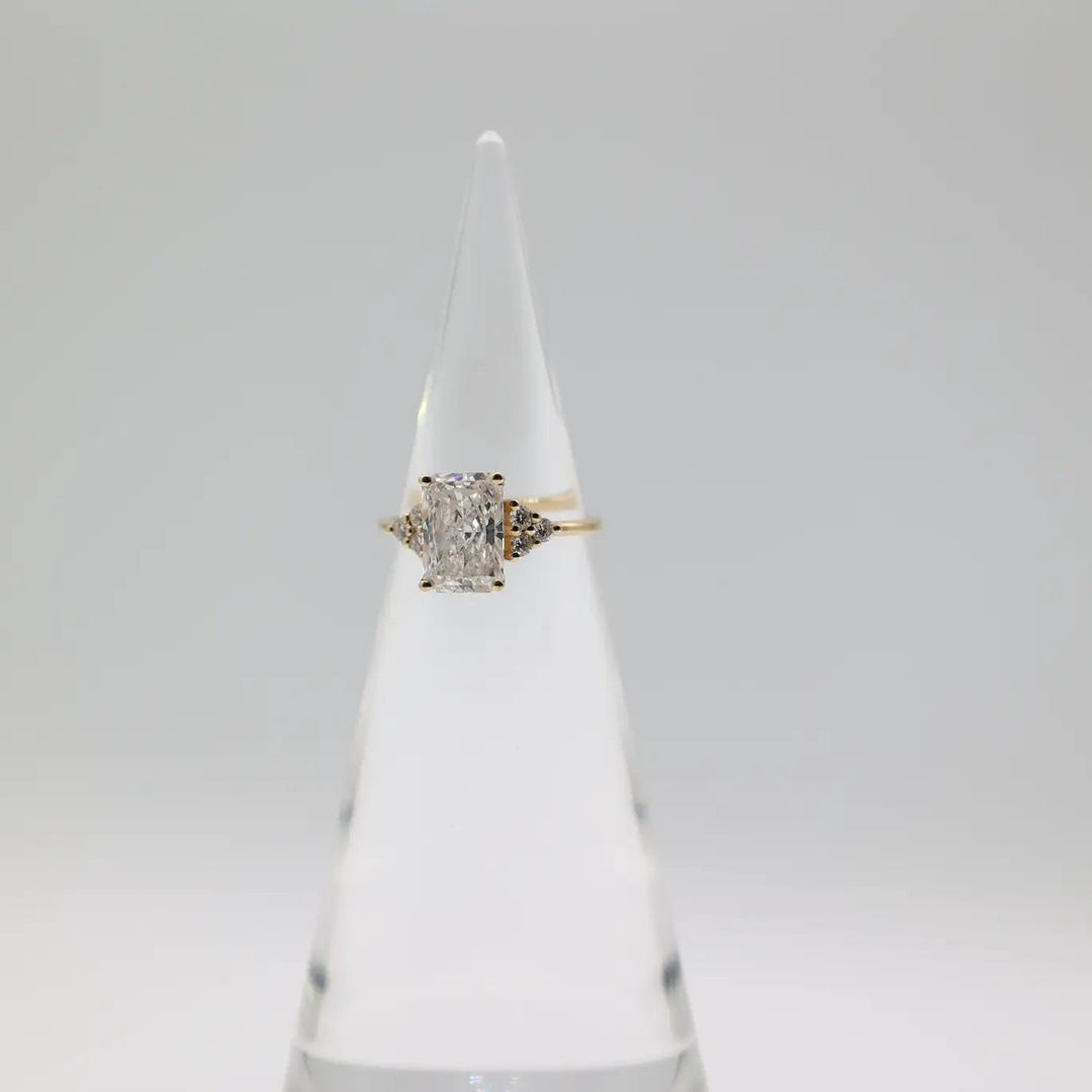 18k Yellow Gold 3ct Emerald Cut Diamond And Accented Ring Size 7.75 by Annie McConnell's Renewed Elegance