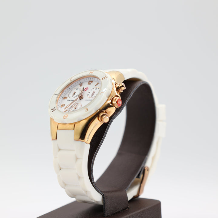 Michele Jelly Bean White Silicone Band With Gold Watch