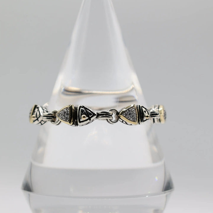 John Atencio Two Tone Pave Diamond Triangle Link Bracelet 0.74 CTW by Annie McConnell's Renewed Elegance
