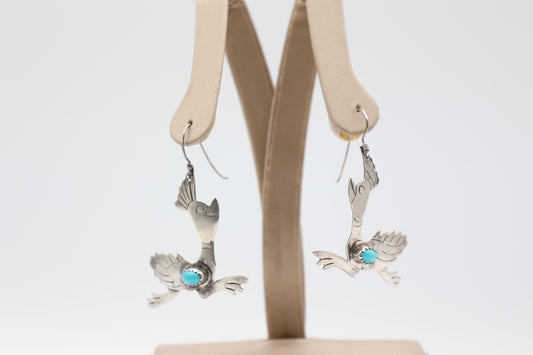 Sterling Silver Turquoise Roadrunner Earrings