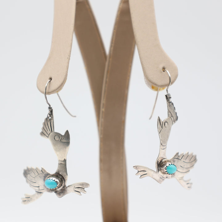 Sterling Silver Turquoise Roadrunner Earrings