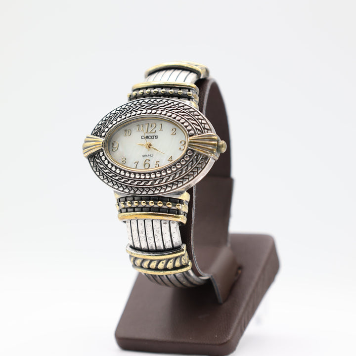Chico's Art Deco Style Quartz WR Analog Cuff Bangle Watch