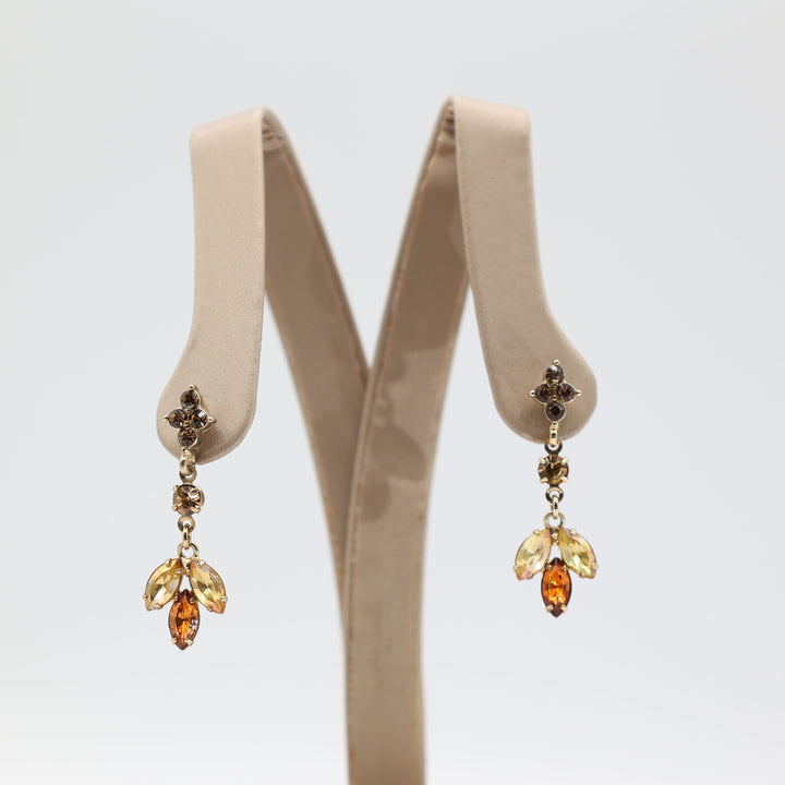 Monet 2 Triple Marquise Multicolor Stone Stud Dangle Earrings