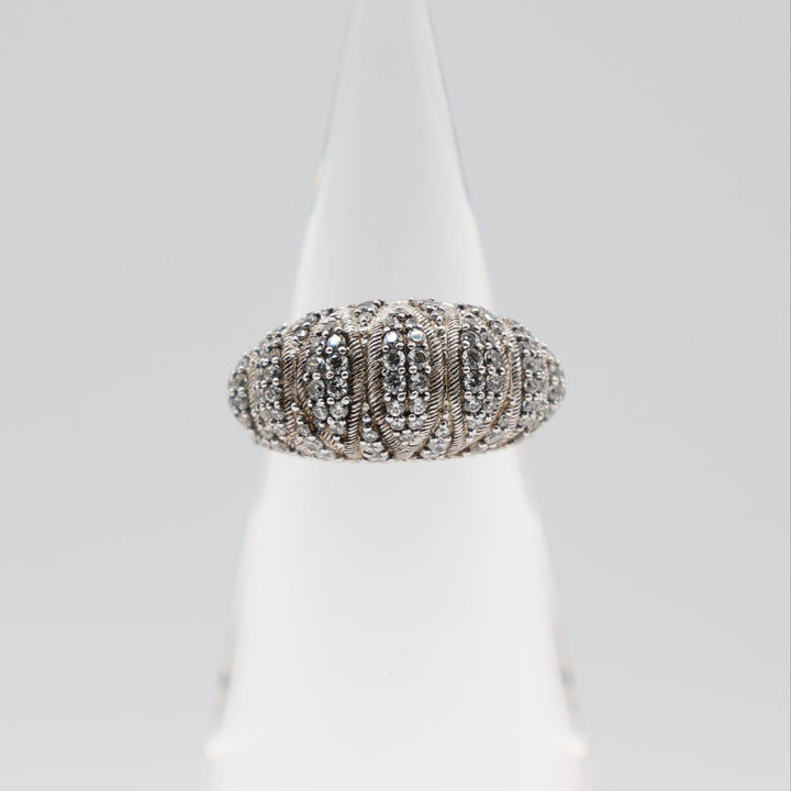Judith Ripka Dome 925 Silver Diamonique Cocktail Ring - Size 11