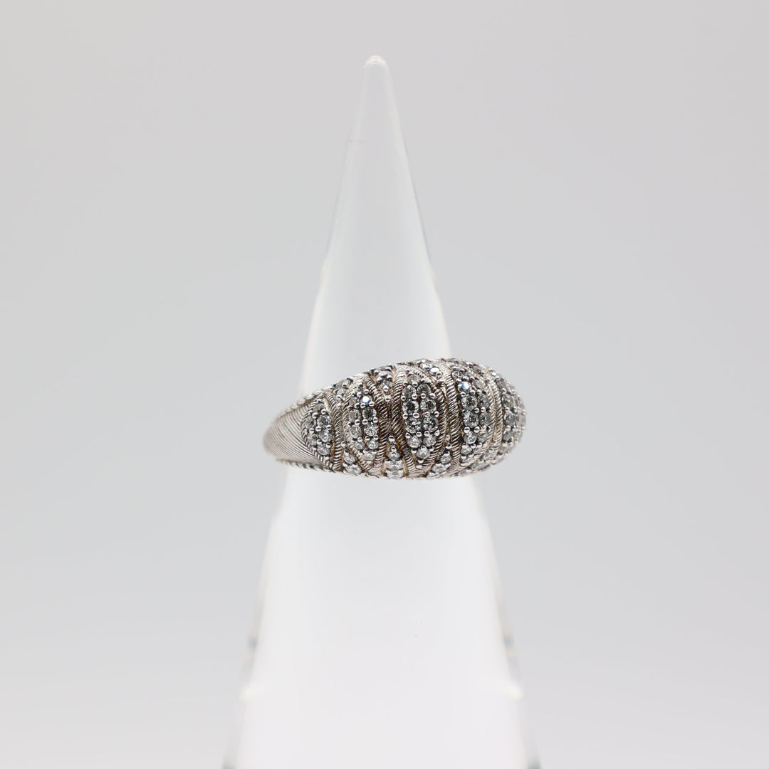 Judith Ripka Dome 925 Silver Diamonique Cocktail Ring - Size 11