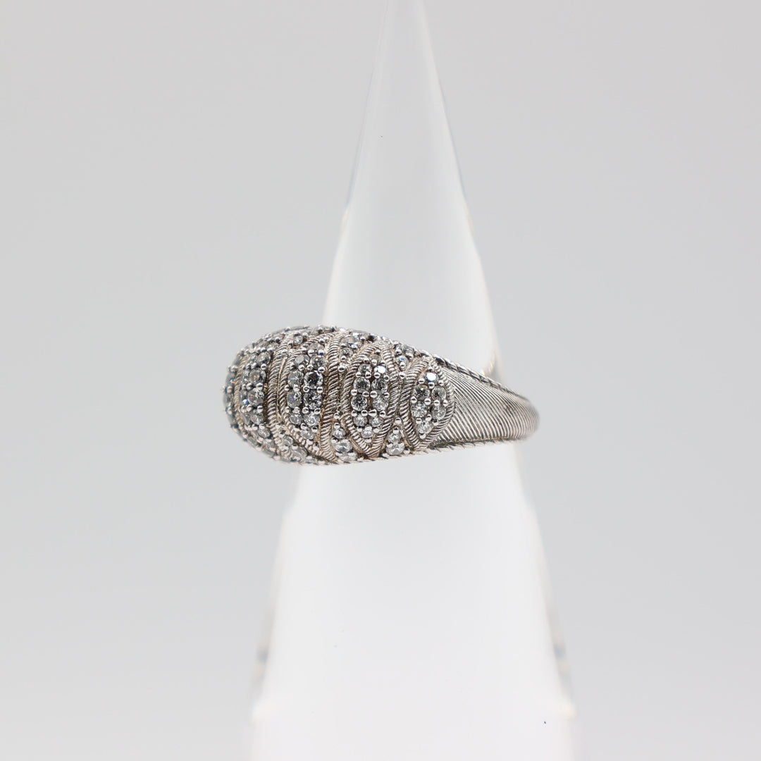 Judith Ripka Dome 925 Silver Diamonique Cocktail Ring - Size 11