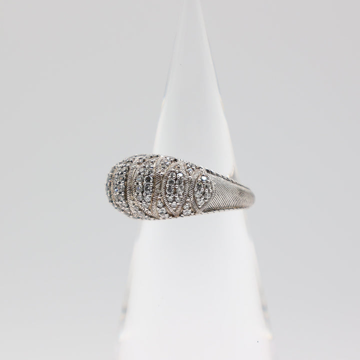 Judith Ripka Dome 925 Silver Diamonique Cocktail Ring - Size 11