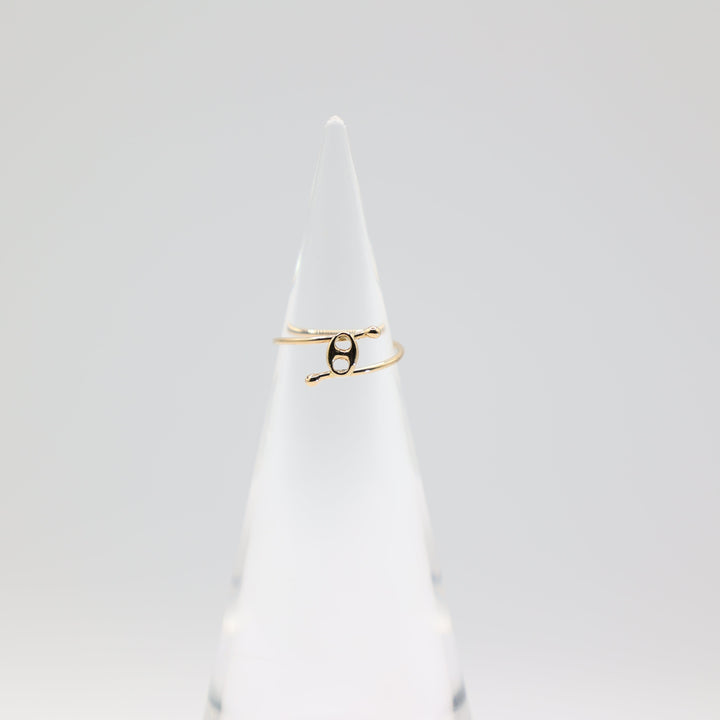 18K Yellow Gold Bypass Anchor Marine Link Ring Size 4