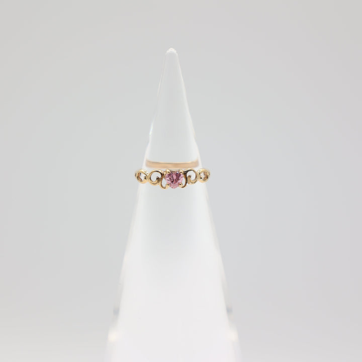 10k Yellow Gold Pink Heart Stone Ring Size 4