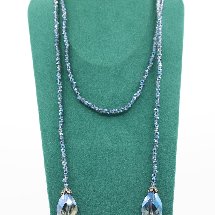 Heidi Daus "Lux Be A Lady" Beaded Blue Tone Crystal Lariat Necklace