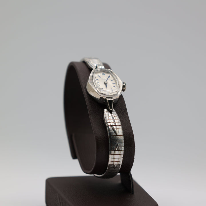 Bulova Silver 10K RGP Bezel Stainless Steel Back Watch