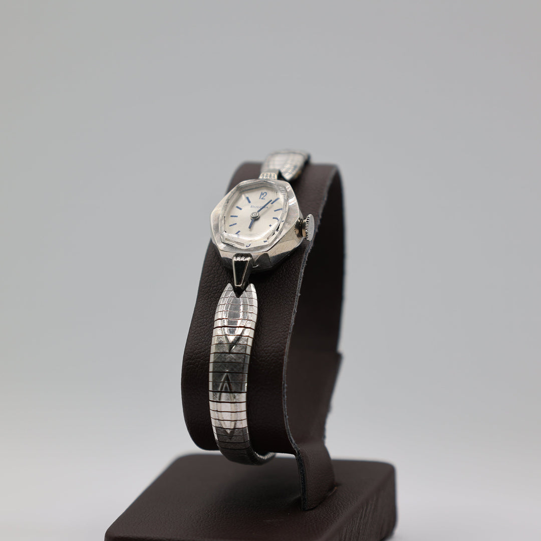 Bulova Silver 10K RGP Bezel Stainless Steel Back Watch