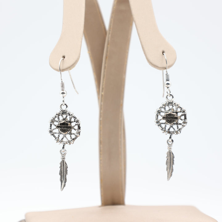 Harley Davidson 925 Sterling Silver Dreamcatcher Earrings 4.2 grams