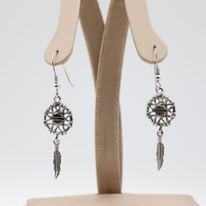 Harley Davidson 925 Sterling Silver Dreamcatcher Earrings 4.2 grams