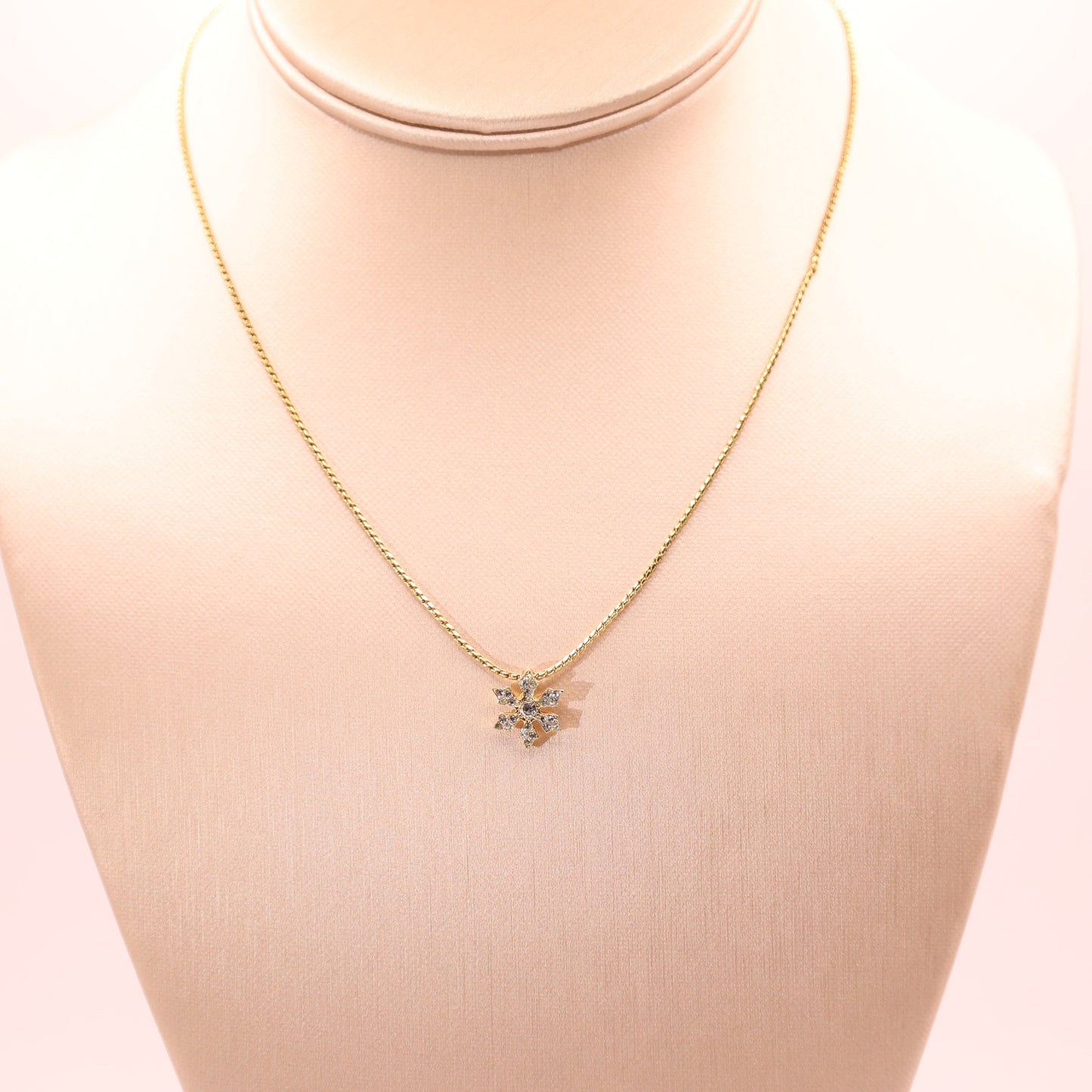 Yellow Gold Plated Swarovski Stone, Snowflake Necklace