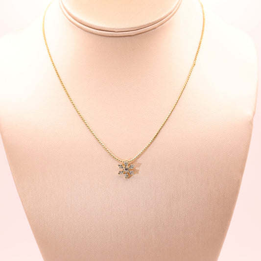 Yellow Gold Plated Swarovski Stone, Snowflake Necklace