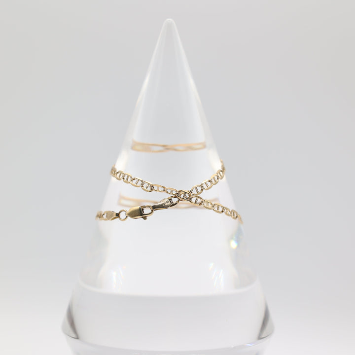 14k Yellow Gold 11.75 Inch Bottlecap Chain Anklet