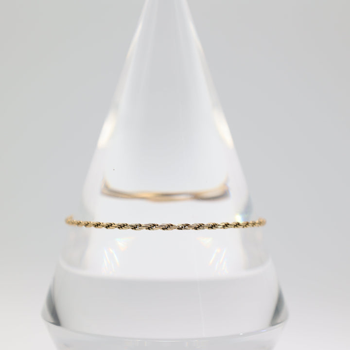 14k Yellow Gold Rope Chain Bracelet 7 Inches