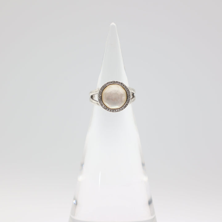 Ippolita Designer 925 Lolli Lollipop Sterling Silver, Diamond, Rock Crystal & Mother-of-Pearl Ring Size 5.5- 11mm