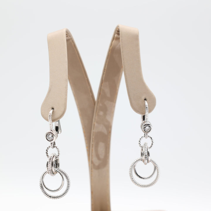 Judith Ripka 925 Sterling Silver Multi Circle Dangle Earrings