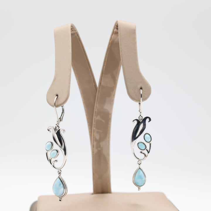 925 Sterling Silver Tulip and Turquoise Necklace and Earrings Set