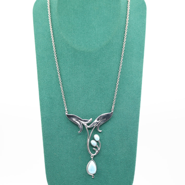925 Sterling Silver Tulip and Turquoise Necklace and Earrings Set