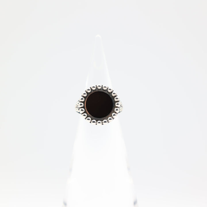 Lagos 925 Sterling Silver Black Onyx Caviar Ring Size 6.75