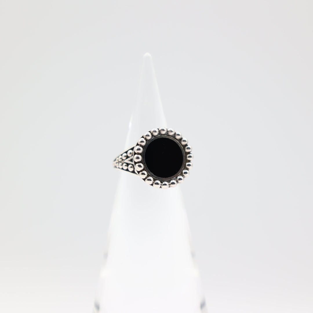 Lagos 925 Sterling Silver Black Onyx Caviar Ring Size 6.75