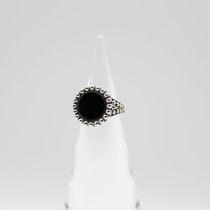 Lagos 925 Sterling Silver Black Onyx Caviar Ring Size 6.75