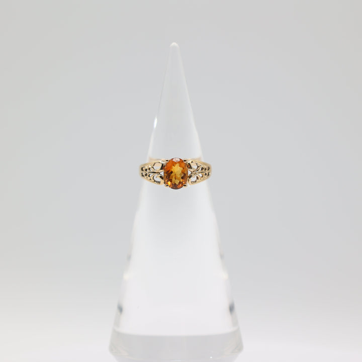 10k Yellow Gold 9x7mm Oval Citrine Stone Ring Size 8.75